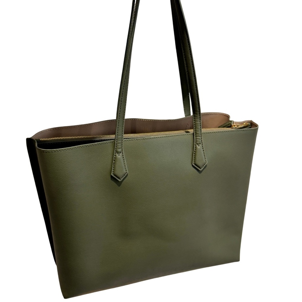 Quince Italian Leather Triple Compartment Shopper Tote | Olive Green - Picture 11 of 16